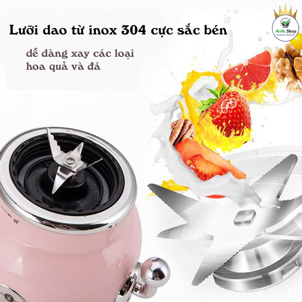 [BẢO HÀNH 12 THÁNG] Máy Xay Sinh Tố ECX Mini Kiểu Dáng Cổ Điển Với 2 Bình Dung Tích 600ml