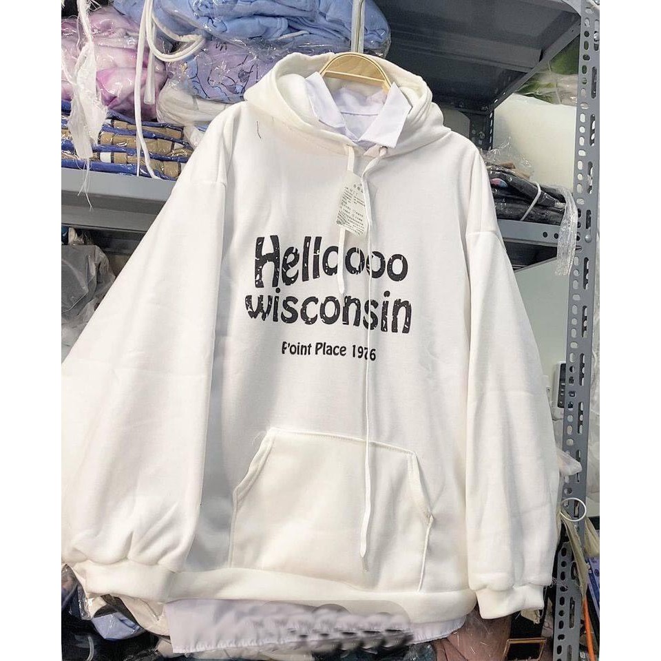 Áo hoodie nỉ bông dài tay ulzzang form rộng HELLO- áo sweater nam nữ unisex dài tay phong cách Hàn Quốc trơn basic