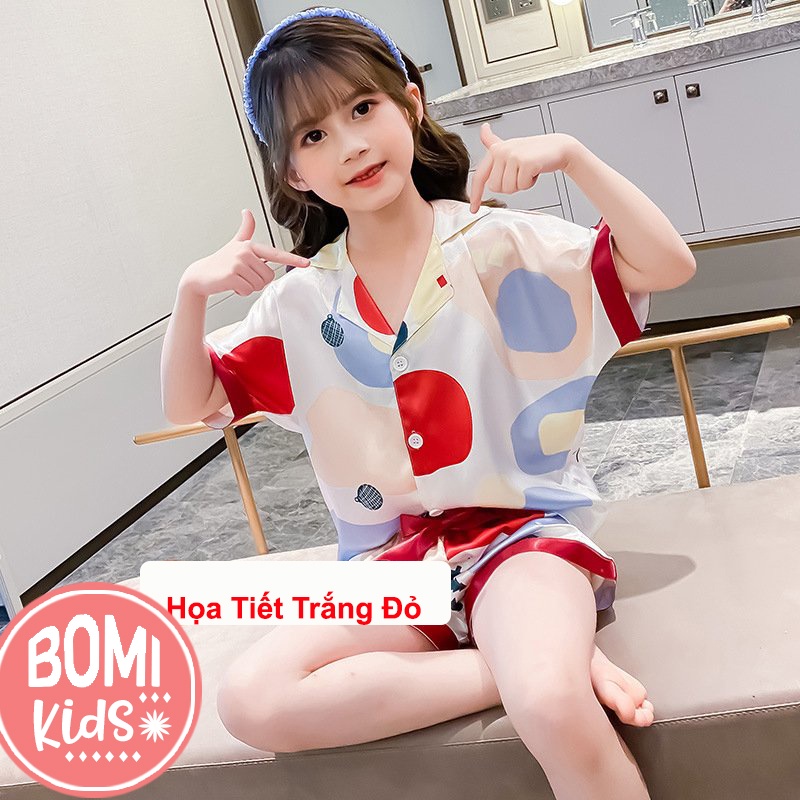 [ 21KG - 38KG ] PIZAMA Lụa Cộc Tay Cho Bé Gái Chất Vải Lụa Mềm Mịn