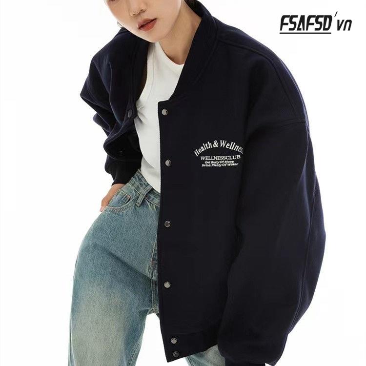 Áo Khoác Bóng Chày Ngắn Dáng Rộng Thêu Họa Tiết Kiểu Retro Mỹ Thời Trang Mùa Thu Cho Các Cặp Đôi