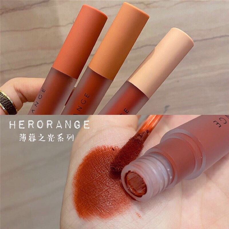 Son kem lì Herorange nội địa Trung vỏ trong suốt sang chảnh lâu trôi hàng chính hãng