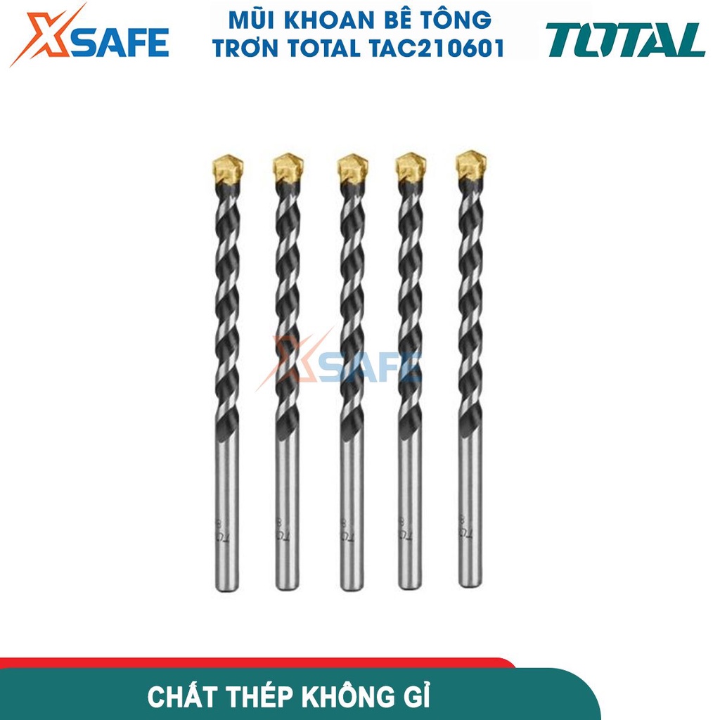 Mũi khoan bê tông trơn TOTAL chất liệu mũi khoan thép cao cấp, cứng, nhiều kích thước, khoan tường, khoan bê tông