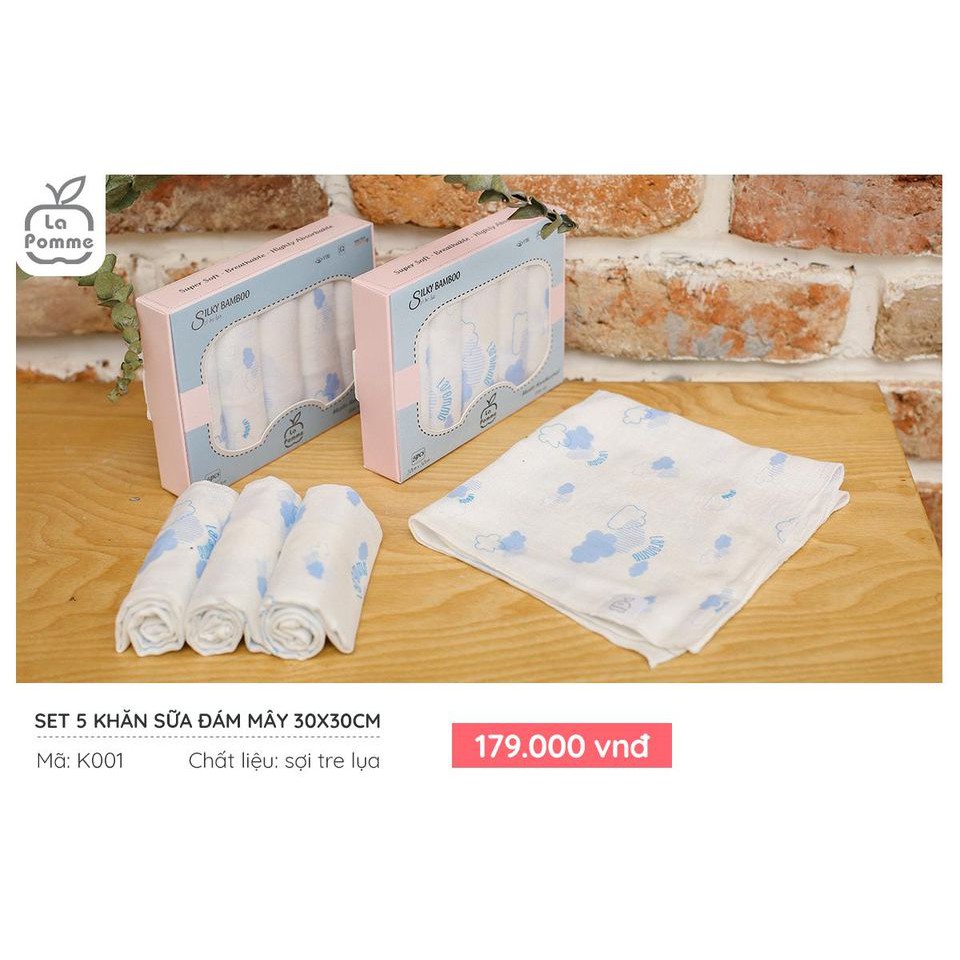 [LA POMME] SET 5 KHĂN SỮA SỢI TRE LỤA