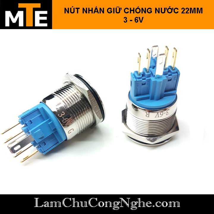 Nút nhấn giữ chống nước có LED 22mm 3-6V