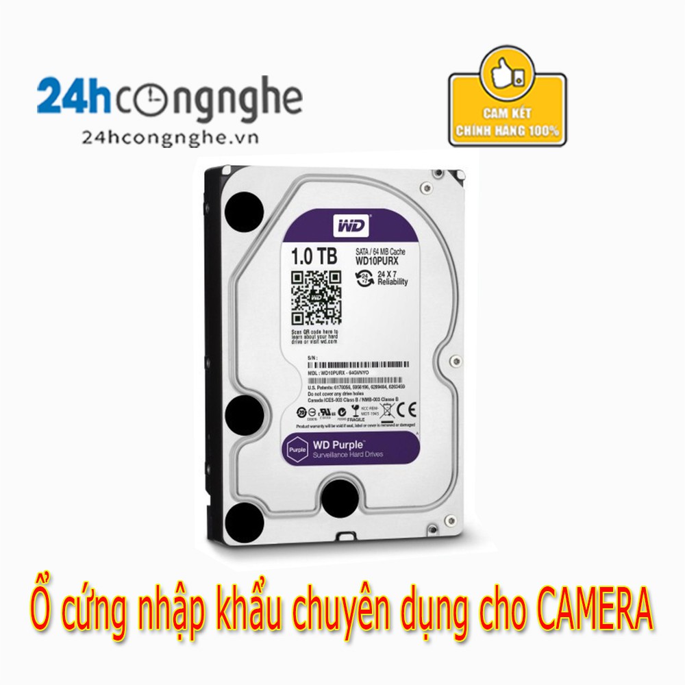 Ổ cứng HDD 1TB - Ổ cứng HDD 1TB WD (tím) chuyên camera chính hãng tem Vĩnh Xuân