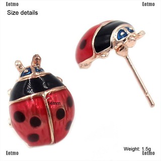 (Eetmo) Cute Insert Earrings Exquisite Paint Stud Earrings Red Oil Ladybug Ear Studs