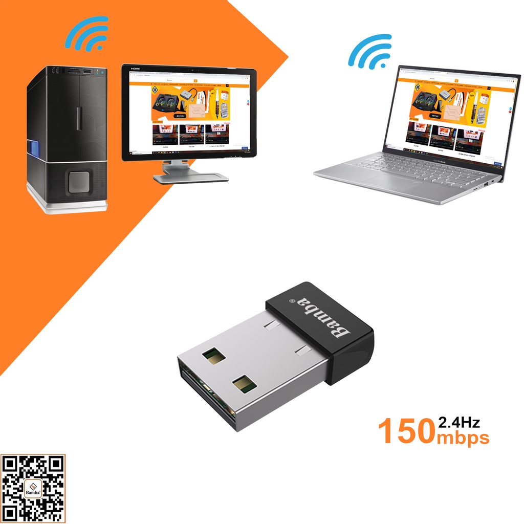 Usb thu Wifi chuẩn 150mbps 2.4GHz BAMBA LOẠI TỐT