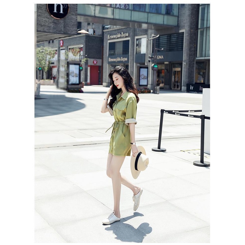 Jumpsuit Ngắn Dáng Rộng 2022 Thời Trang Xuân Hè Phong Cách Hàn Quốc Mới Cho Nữ