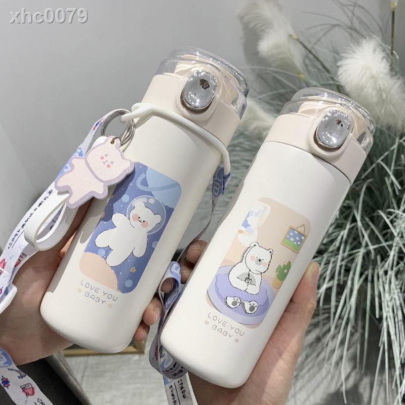 Thermos Bình Nước Giữ Nhiệt Thiết Kế Đơn Giản Phong Cách Harajuku Cho Bé Gái