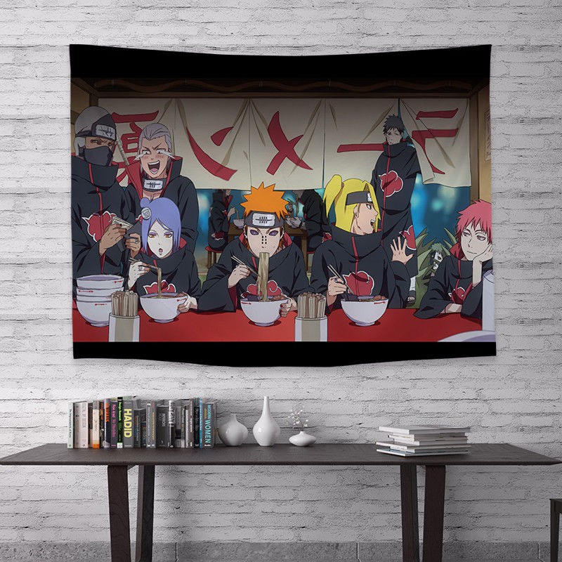 Anime phong cách Nhật Bản Naruto lưới nền đỏ vải trong ký túc xá sinh viên trang trí đầu giường treo [Đăng vào ng
