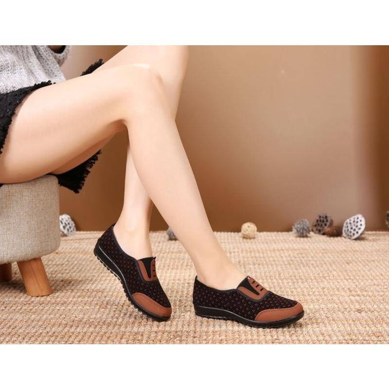 Giày Lười Vải Đế Mềm Chống Trượt Thời Trang Cho Phụ Nữ Trung Niên