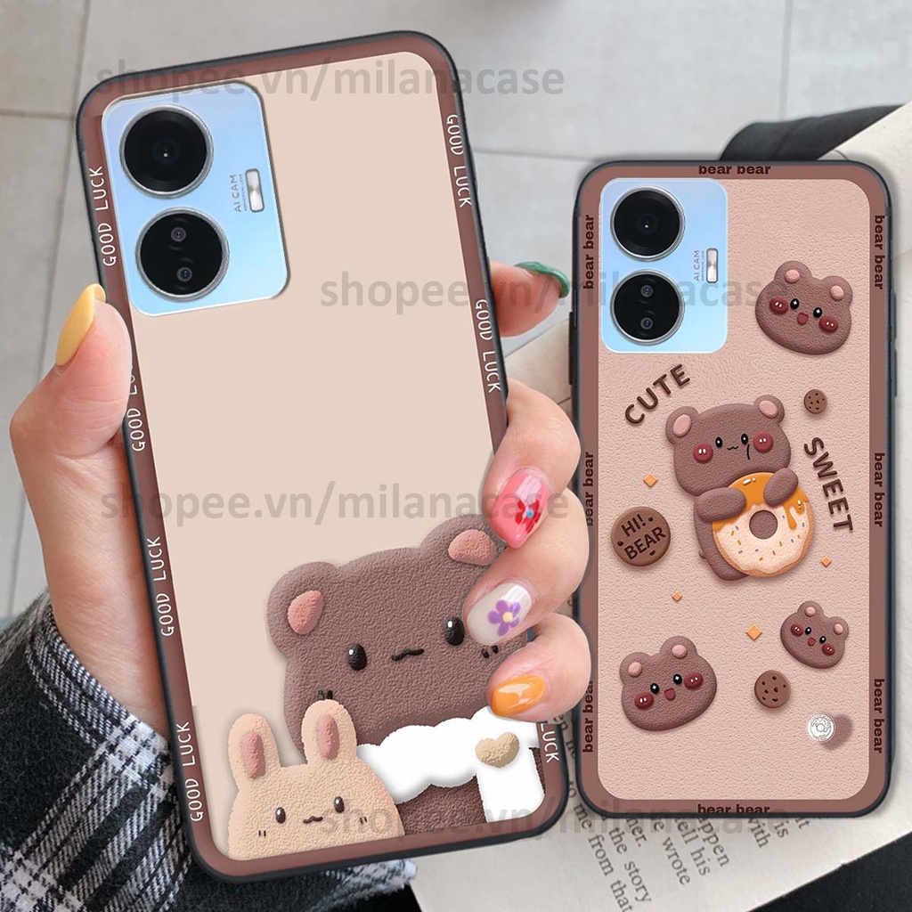 Ốp Vivo Y55 2022 bear brick, gấu đáng yêu, dễ thương