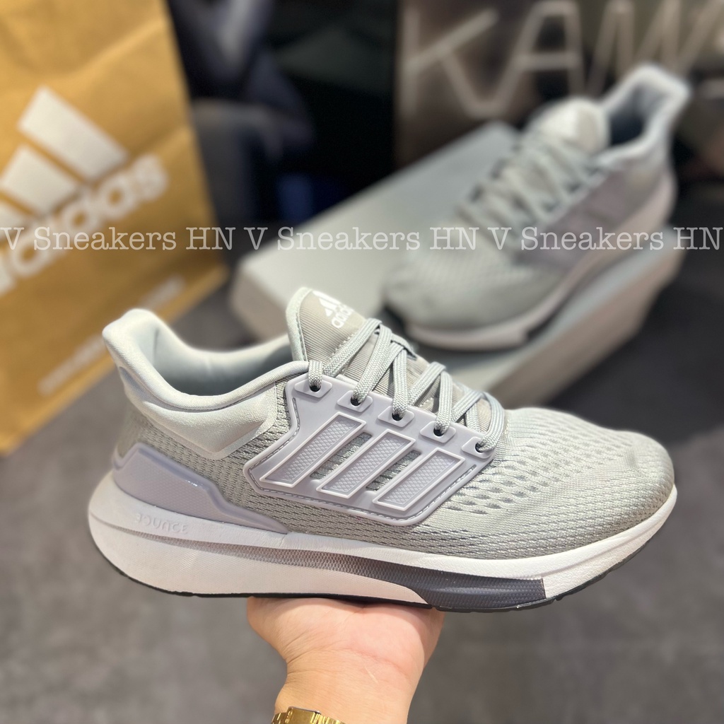 Giày Thể Thao Nam Adidas Alphabounce EQ21 - Giày Thể Thao Chạy Bộ Xám Trắng Adidas Grey Bản Xịn, Êm Chân, Form Chuẩn