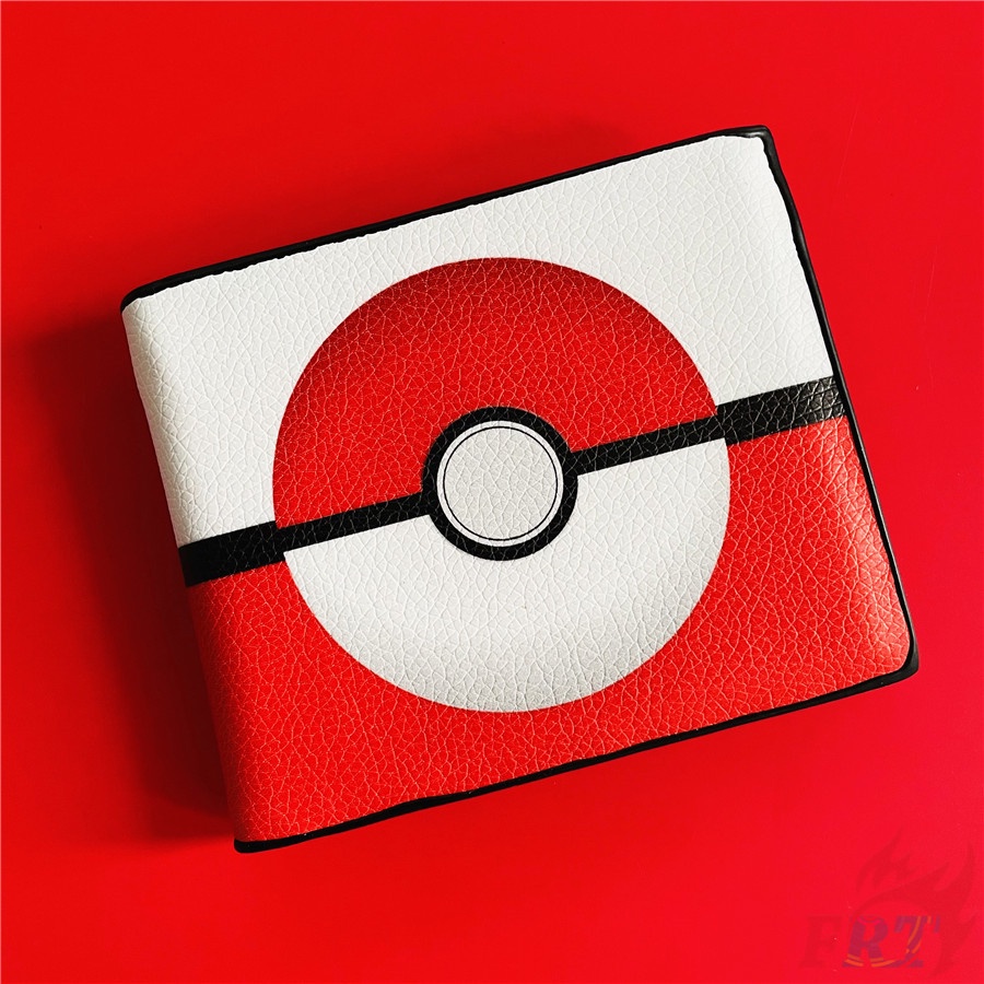 ❀ Ví Ngắn Hình Quả Bóng pokemon go - Pokeball & pikachu ❀ 1 Ví Gấp Da pu Thời Trang