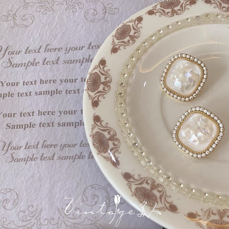 Khuyên tai đính hạt cổ điển đơn giản - Maben