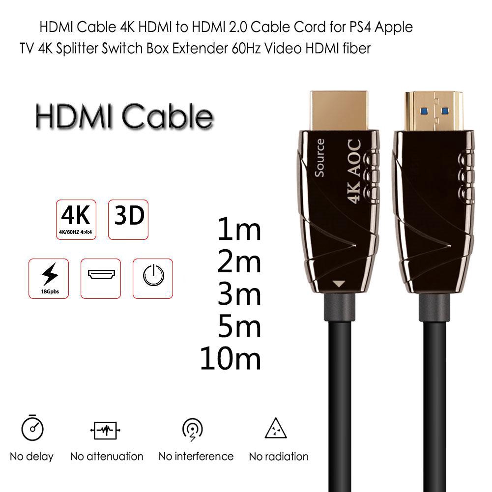 Cáp HDMI 4K Cáp HDMI sang HDMI 2.0 cho PS4 Apple TV 4K Splitter Switch Box Extender 60Hz Video HDMI sợi