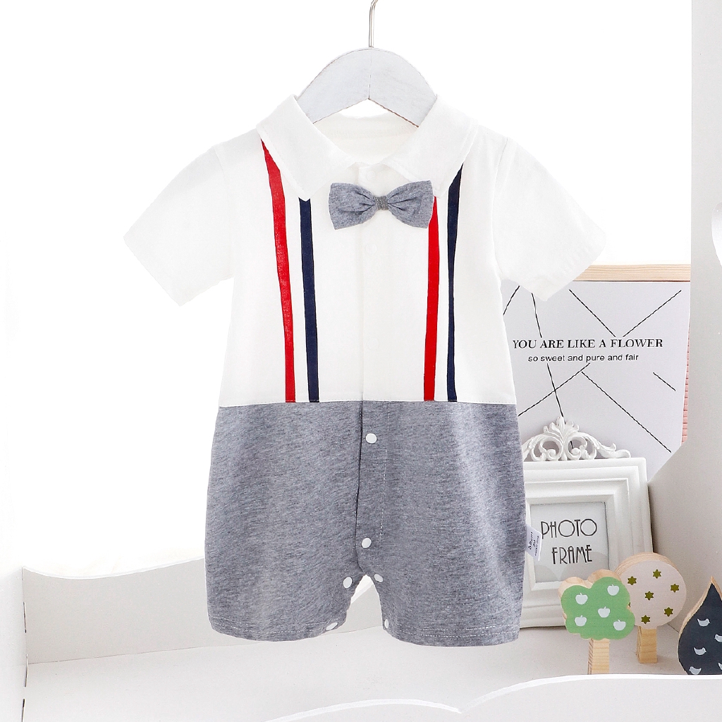 Bộ đồ áo liền thân phong cách quý ông bằng vải cotton dành cho bé trai