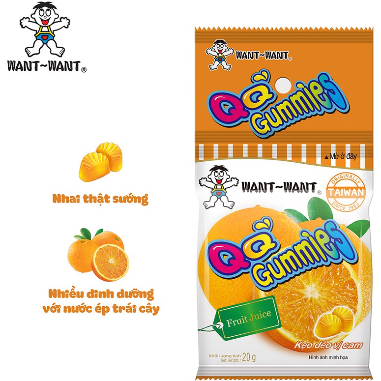 Kẹo dẻo QQ Gummies Taiwan - Vị cam - Loại 20g | BigBuy360 - bigbuy360.vn