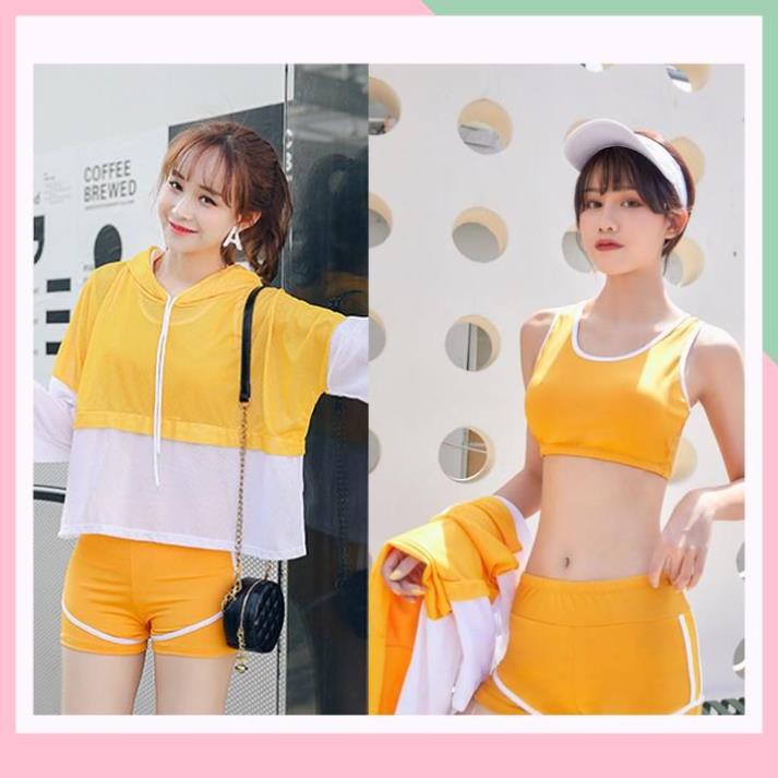 Bộ đồ bơi nữ 3 mảnh có áo hoodie năng động cá tính A