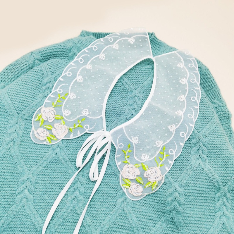 Cổ Áo Sơ Mi Giả Màu Trắng In Họa Tiết Hoa Có Thể Tháo Rời Thời Trang Cho Nữ