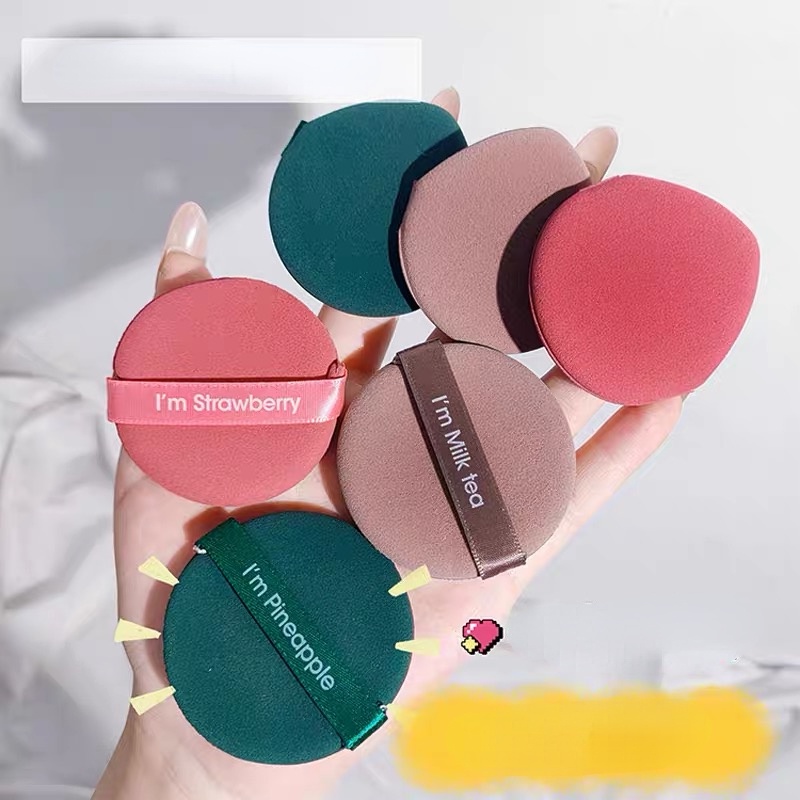 Set 7 Mút Trang Điểm Mềm Mại Thiết Kế Hai Mặt Hình Quả Dâu Tây Dễ Thương