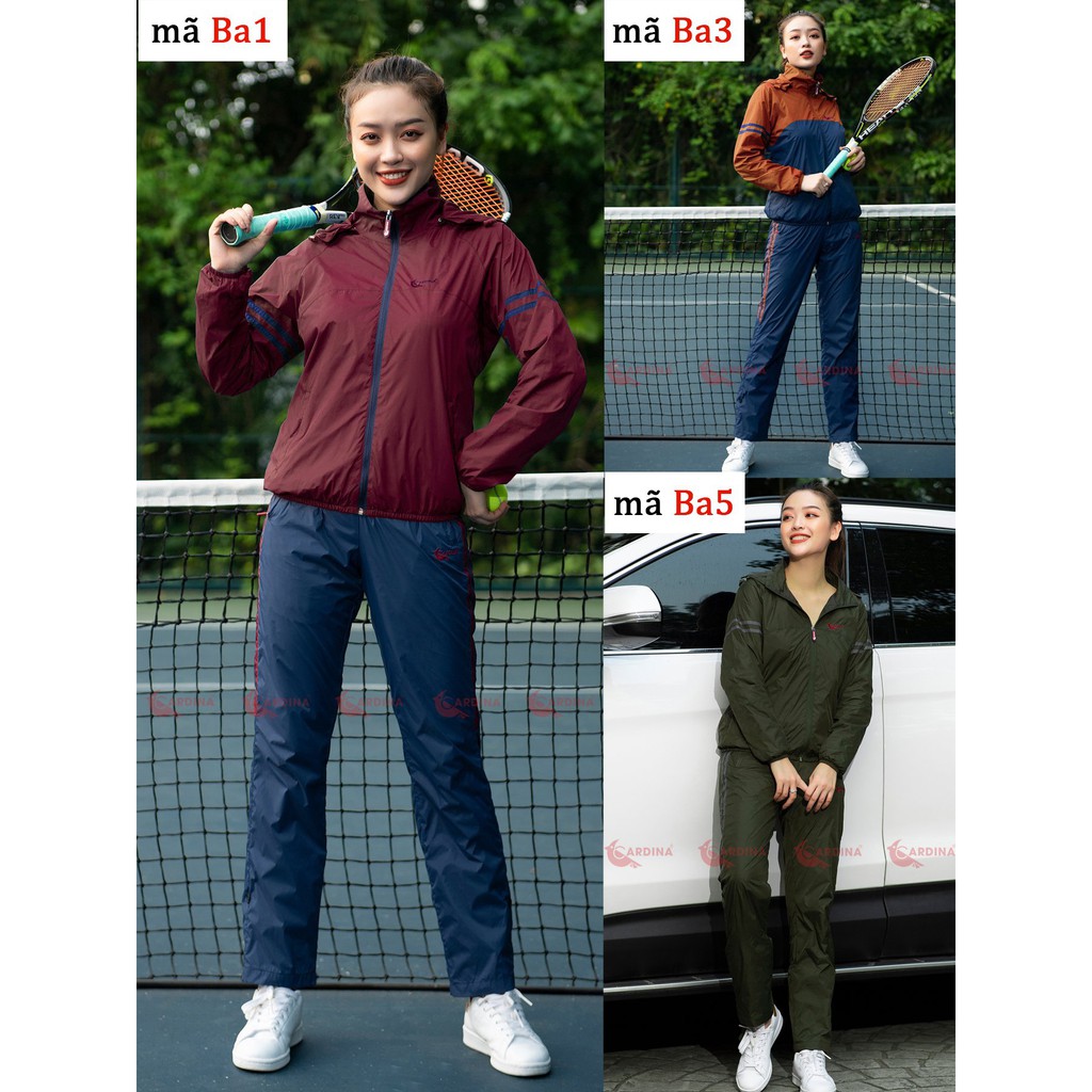 Bộ Quần Áo Gió Nu 𝐂𝐀𝐑𝐃𝐈𝐍𝐀 2 Lớp Lót Lưới Dáng Thể Thao