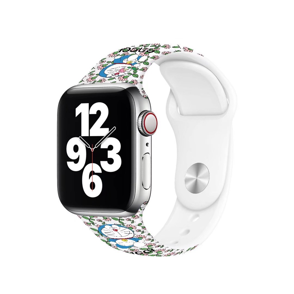 Dây Đeo Silicon Họa Tiết Hoạt Hình Doraemon Cho iWatch 38mm 40mm 41mm 42mm 44mm 45mm 8 7 6 SE 5 4 3 2 1