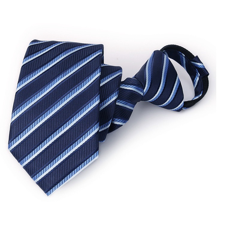 Cravat Nam màu xanh kẻ chéo bản nhỏ 6cm cao cấp thắt sẵn khóa kéo, Cravat chú rể, Calavat dự tiệc - CV-6353