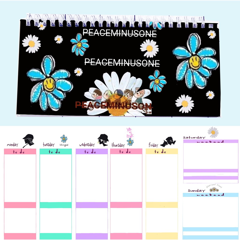 Sổ kế hoạch tuần hoa cúc GD WPI20 hoạt hình Weekly Planner 52 trang thần tượng idol