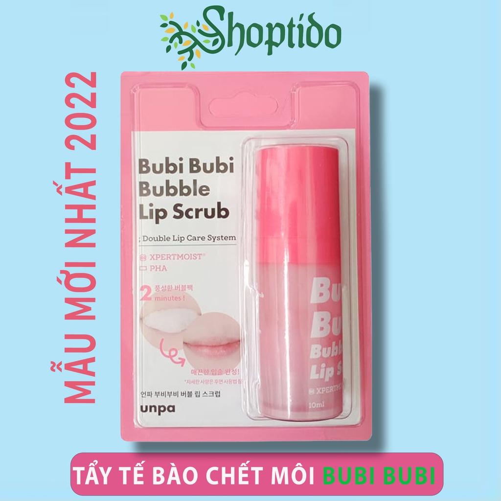 Gel tẩy da chết môi Unpa Bubi Bubi Lip, sủi cực lành tính và tẩy tế bào chết môi 10ml NPP Shoptido