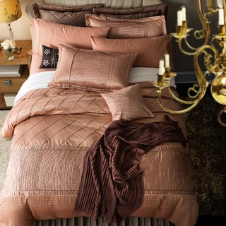 Bộ chăn ga gối lụa hoàng gia luxury 6 món màu be