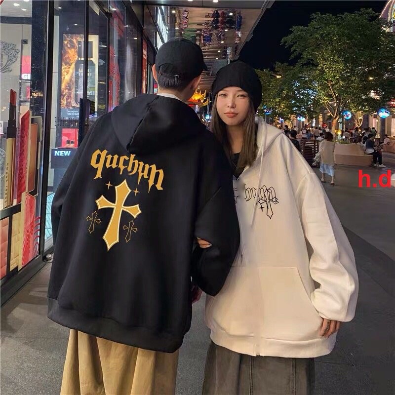Áo hoodie QucBun Chữ Thập UlzzangHodie nam nữ form rộng dài vải nỉ tàu giữ nhiệt, dày dặn, lót bôngFree Ship Unisex