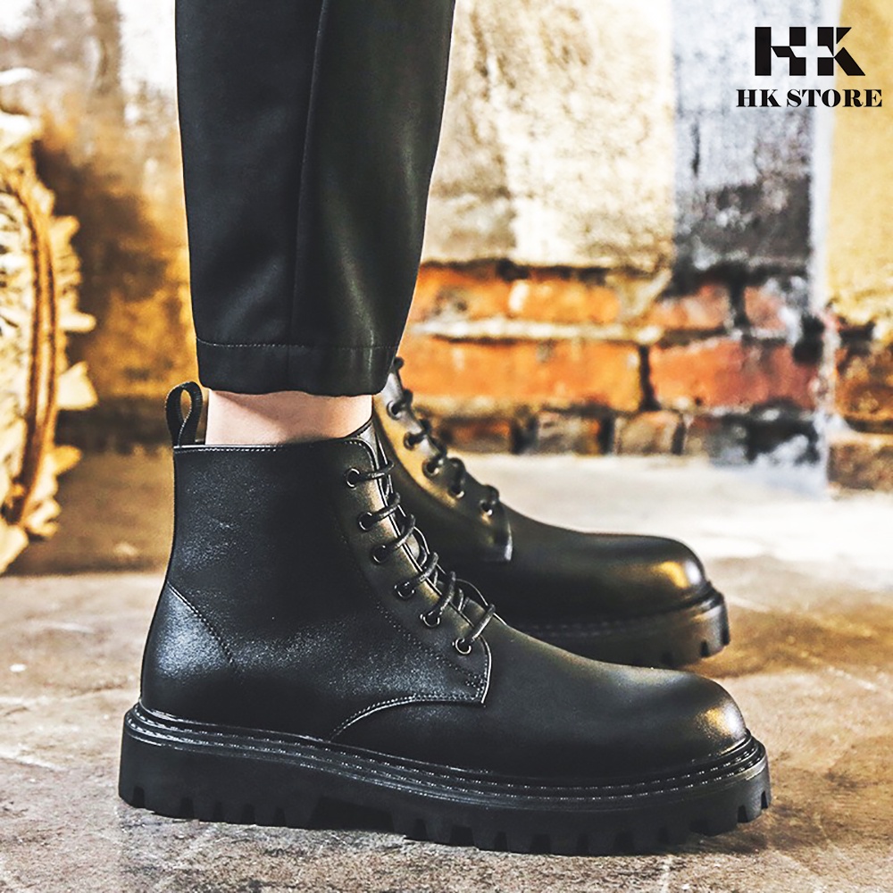 Giày COMBAT BOOTS nam da bò cao cấp - kiểu dáng trẻ trung năng động - đế cao + da mềm đi rất êm chân