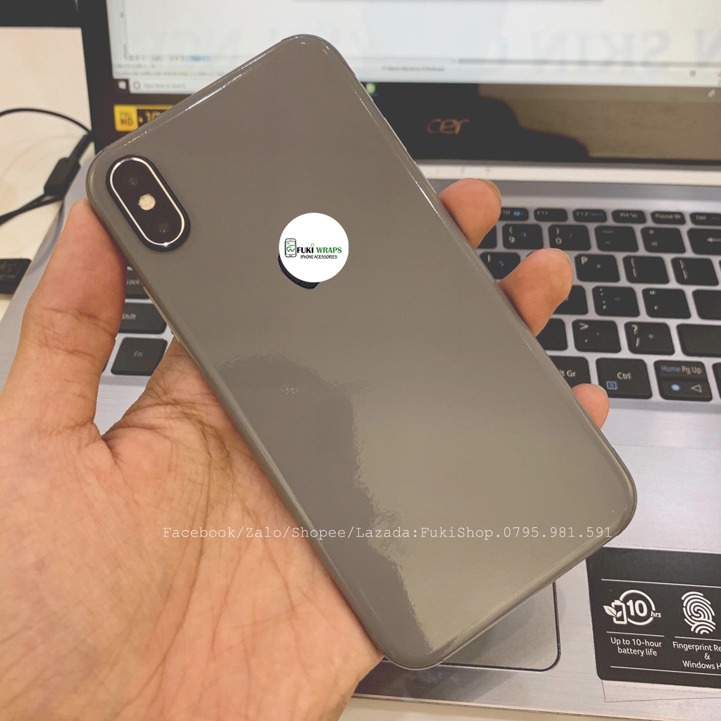 Tấm Dán Skin mặt sau Glossy Nardo Grey Full Viền Dành cho 5 6 7 8 6plus 7plus 8plus X XS XR XSMAX 11 PRO MAX