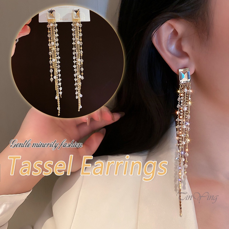 Đôi bông tai GETNOIVAS dáng dài thiết kế đơn giản thời trang cho nữ