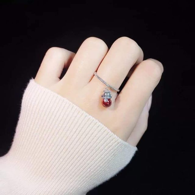 Nhẫn mèo thần tài bạc thái