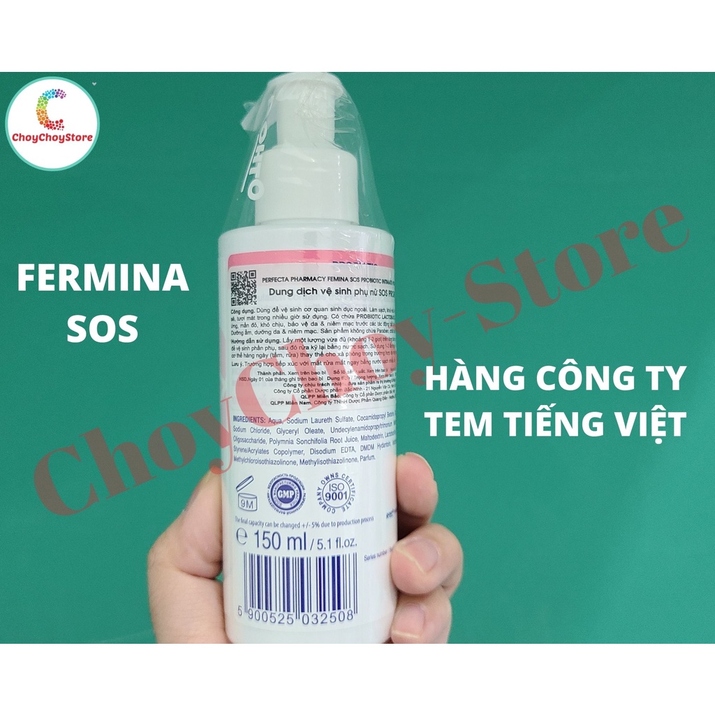 [TEM CTY] Dung dịch vệ sinh phụ nữ PERFECTA Femina SOS Probiotic 150ml Cải thiện hệ miễn dịch