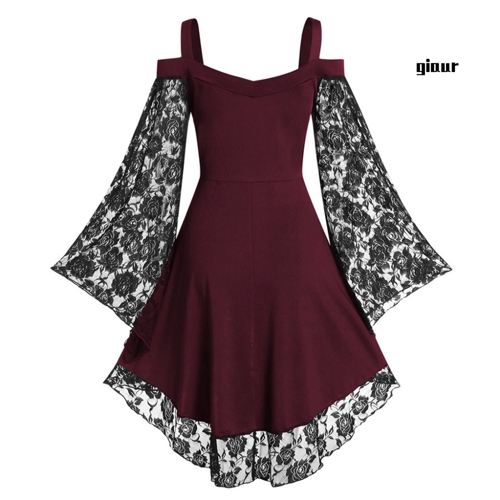 Đầm dài tay ống loe hở vai phong cách gothic cho nữ