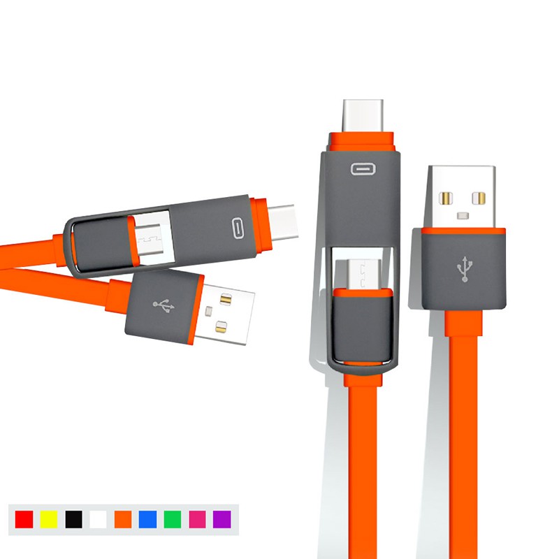 NIKI 2 in 1 USB Male To Type-C+Micro USB Data Charging Cable Cord For Samsung HTC LG