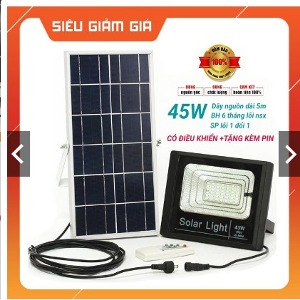 Đèn 45W LED năng lượng mặt trời, siêu sáng. pha sân chơi, ngoài đường. đủ cảm biến ánh sáng , kèm remote