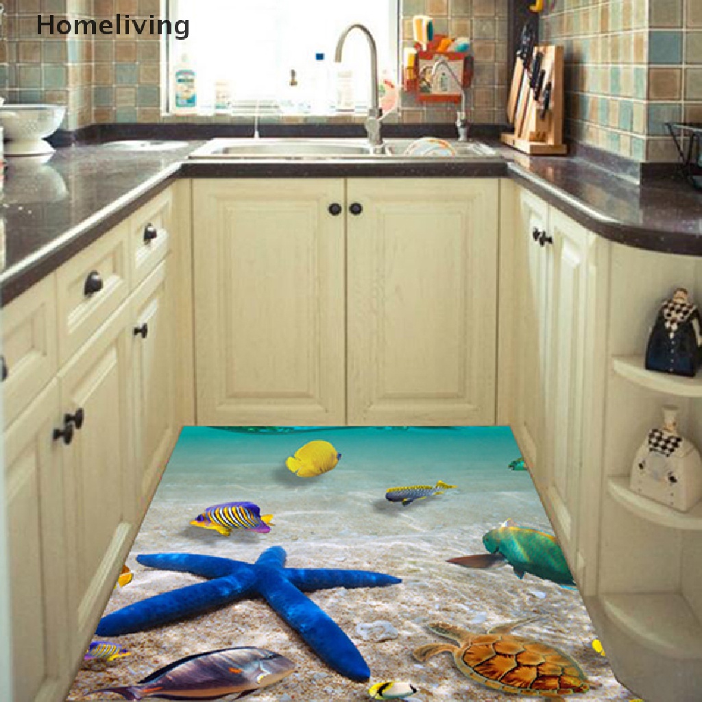 Miếng Dán Sàn Nhà Hình Cá Heo 3d Chống Thấm Nước Kích Thước 60 * 90cm