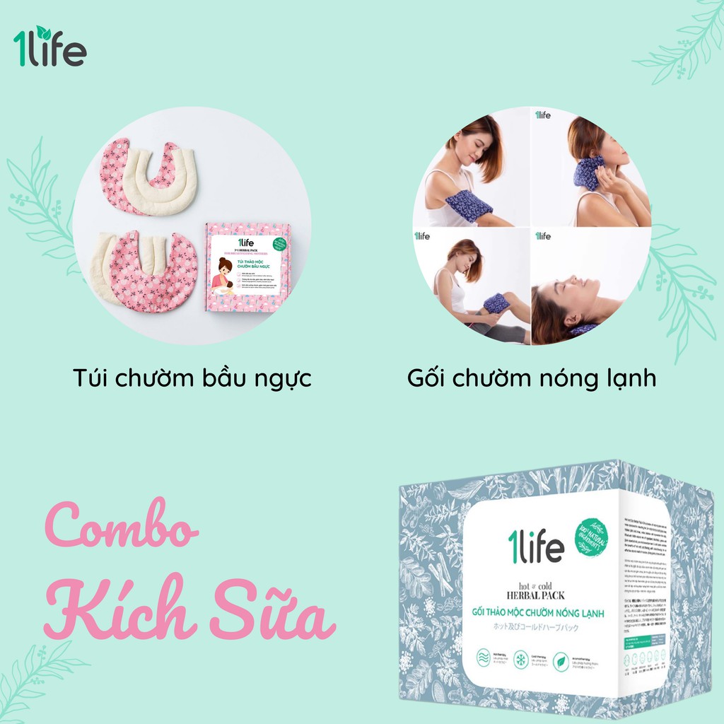 Combo Kích Sữa (Túi thảo mộc chườm bầu ngực và Gối chườm nóng lạnh)