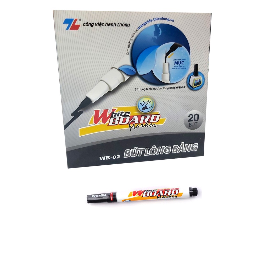 Hộp 20 cây bút lông bảng Thiên Long WB02 - màu đen - 8935001815341