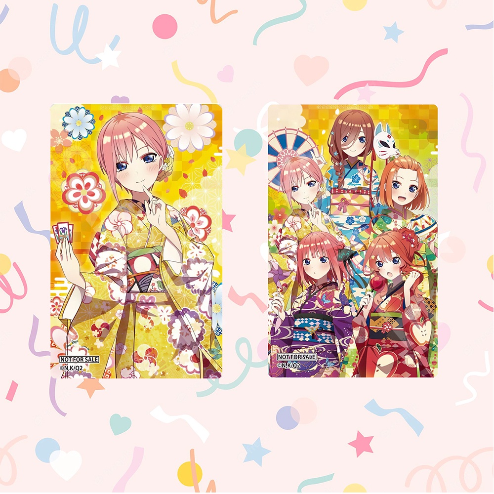 Ảnh card bo góc in hình Gotoubun No Hanayome ver LỄ HỘI - Nhà Có 5 Nàng Dâu thẻ bo viền 5*8cm 1 tấm