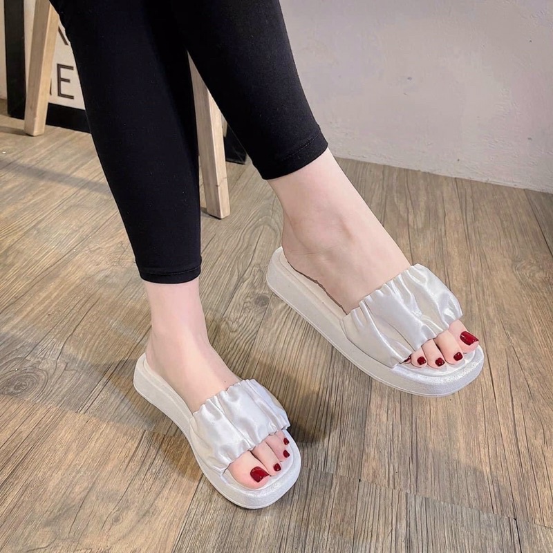 SORAMI.SHOES-Dép quai ngang nhún nữ tính thời trang