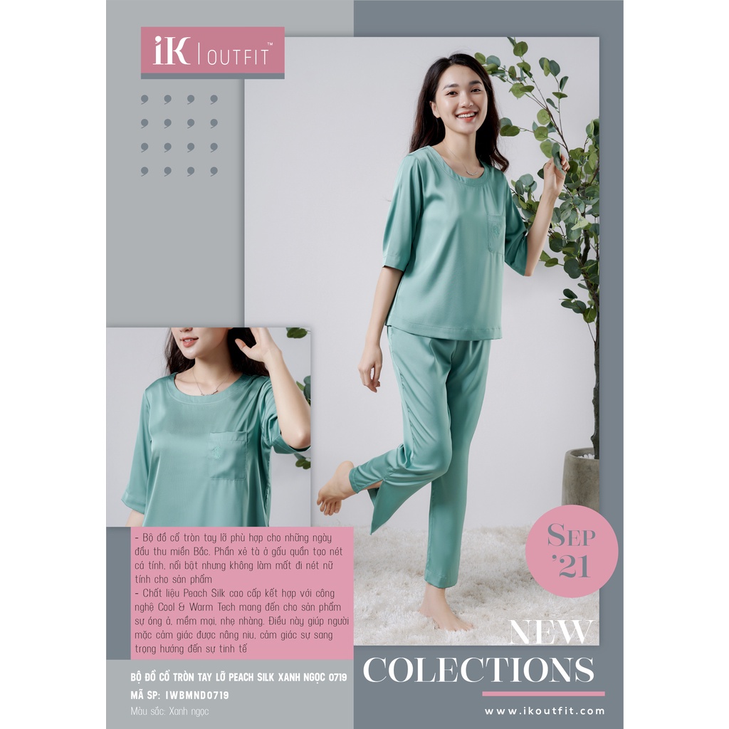 [CHÍNH HÃNG] Bộ trung niên chất lụa cao cấp IK Pourfemme - SET tay lỡ quần dài cho mẹ siêu đẹp, sang, thoải máí