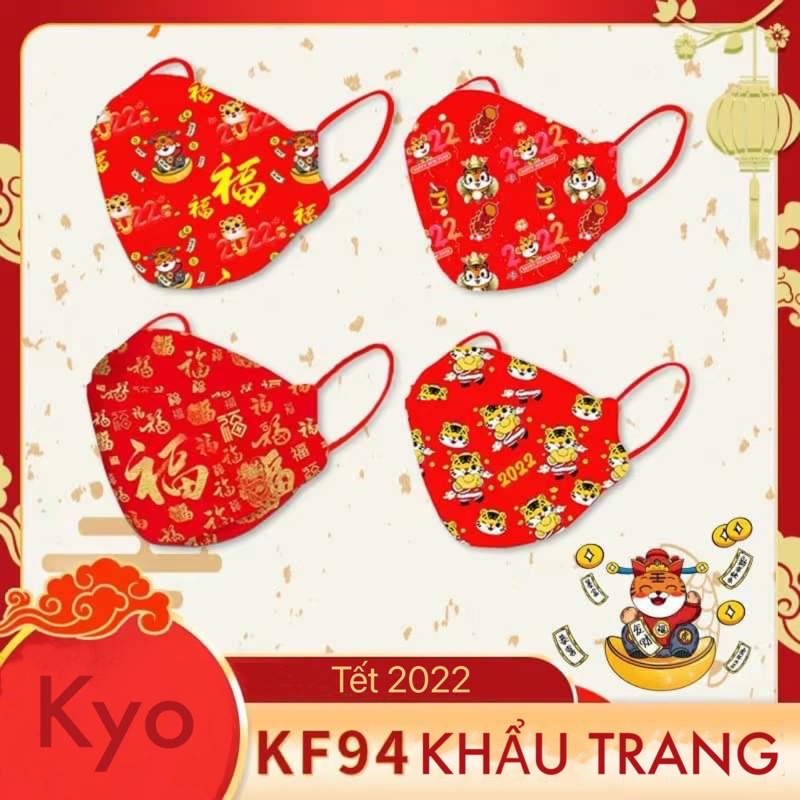 &lt;Tết 2022&gt; Khẩu trang KF94 hoạ tiết Tết