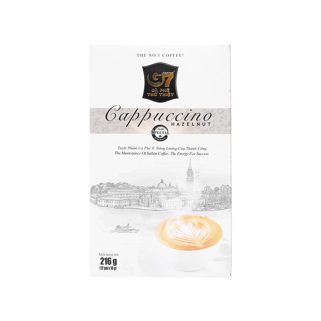 Cà phê cappuccino hòa tan G7 hazelnut 216g (18g x 12 gói)