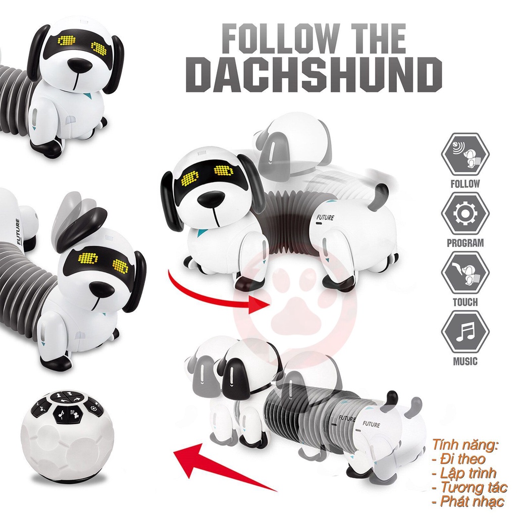 Chó Lạp xưởng Robot thông minh Follow Dachshund có tính năng đi theo / Phát nhạc / Chuyển động co giãn