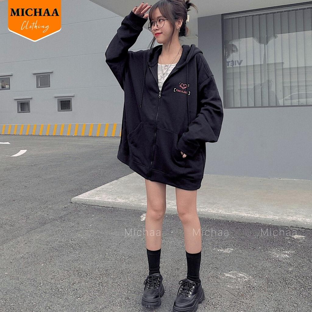 Áo Khoác Nỉ Hoodie FE PINK PLANTE MOON Nam Nữ Ulzzang Unisex Dây Kéo Form Rộng - MICHAA